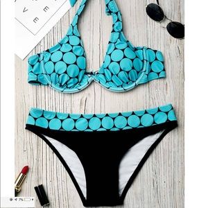 Printed Halter Bikini Bra and Low Waist Panty